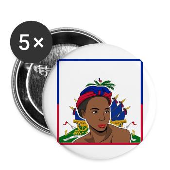 Haiti Haitian Flagge Frau Prinzessin I Geschenk - Buttons groß 56 mm (5er Pack) - Weiß - Vorne