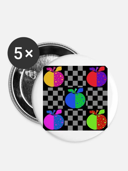 Apfel - Buttons groß 56 mm (5er Pack) - Weiß
