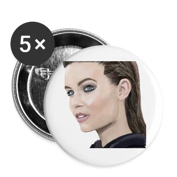 Portrait of a lovely woman - watercolor - Buttons large 2.2''/56 mm (5-pack) - white - Front