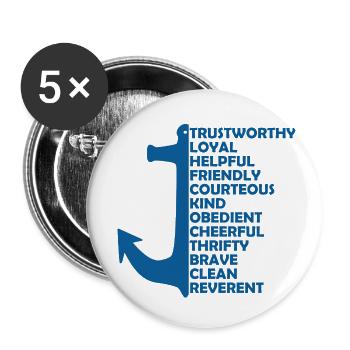 Seepfadfindergesetz Gelübde - Buttons groß 56 mm (5er Pack) - Weiß - Vorne