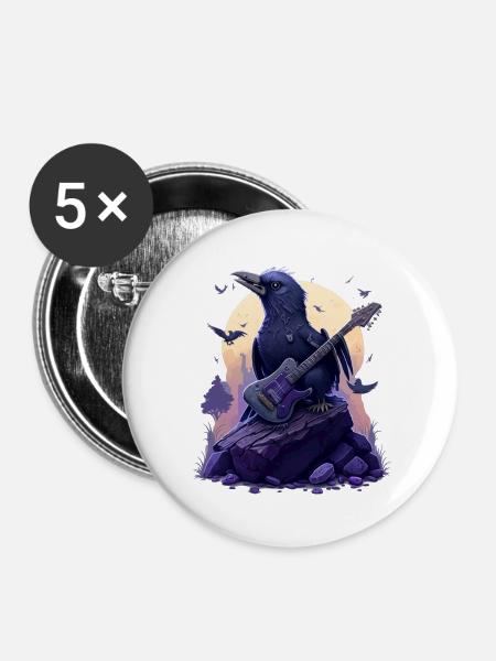 Rock Raven - Buttons groß 56 mm (5er Pack) - Weiß