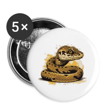 Serpent - Lot de 5 grands badges (56 mm) - blanc - Devant