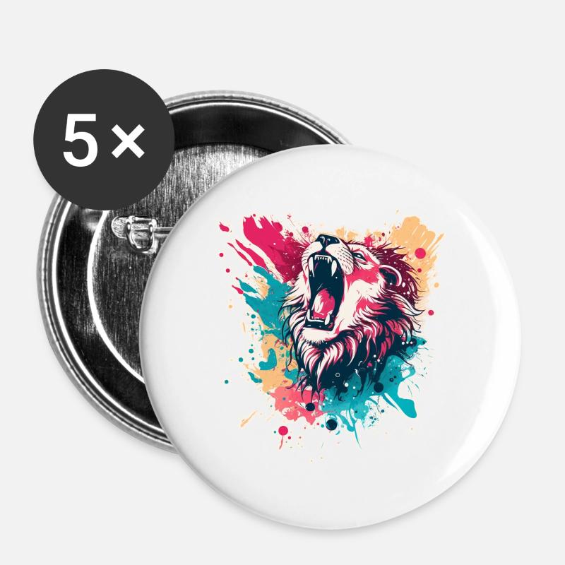 Lion - Buttons large 2.2''/56 mm (5-pack) - white