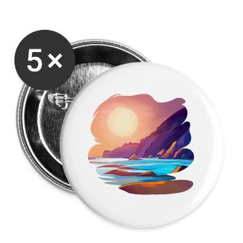Vacances Sunrise Sea Island - Lot de 5 grands badges (56 mm) - blanc - Devant