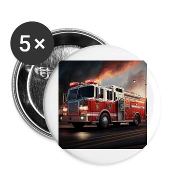 Modernes US-Feuerwehr Fahrzeug - Buttons groß 56 mm (5er Pack) - Weiß - Vorne