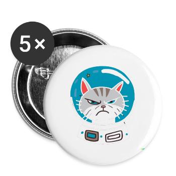 Angry astronaut cat - Buttons groß 56 mm (5er Pack) - Weiß - Vorne