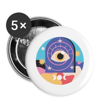 HYPER EYES - Lot de 5 grands badges (56 mm) - blanc - Devant