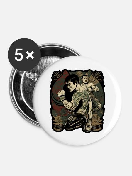 Kämpfer - Buttons groß 56 mm (5er Pack) - Weiß