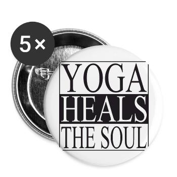 Yoga heals the Soul - Buttons large 2.2''/56 mm (5-pack) - white - Front