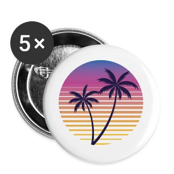 Palmier Crépuscule Vintage - Buttons groß 56 mm (5er Pack) - Weiß - Vorne