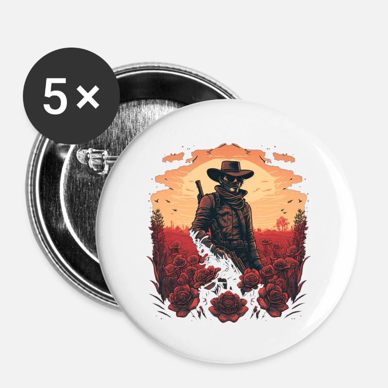 The Gunslinger - Buttons large 2.2''/56 mm (5-pack) - white