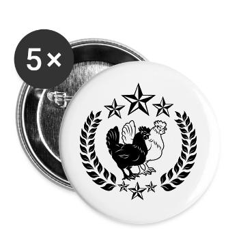 Weißes und schwarzes Huhn - Buttons groß 56 mm (5er Pack) - Weiß - Vorne