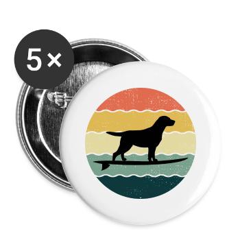 Labrador Retriever Dog Surfing Vintage Rétro - Lot de 5 grands badges (56 mm) - blanc - Devant