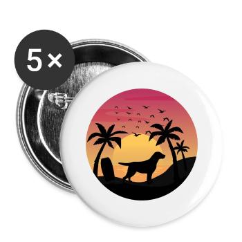 Labrador Retriever Dog Surfing Beach Palm Trees - Buttons large 2.2''/56 mm (5-pack) - white - Front