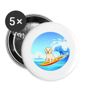 Labrador Retriever Dog Surfing Sea Waves - Buttons large 2.2''/56 mm (5-pack) - white - Front
