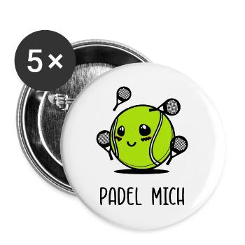 Padelspiel Ball Statement Padel Spieler Schläger - Buttons groß 56 mm (5er Pack) - Weiß - Vorne