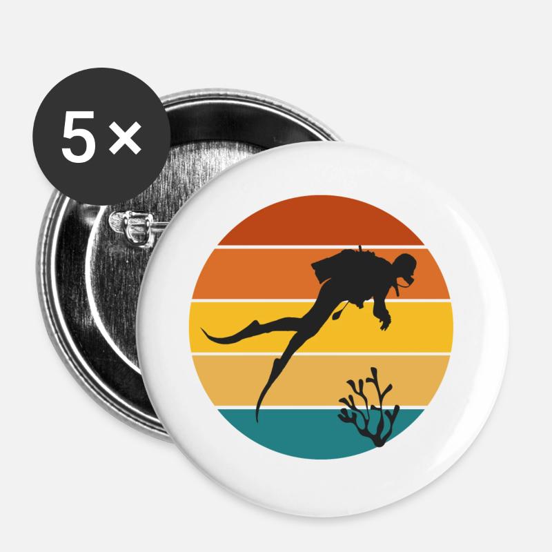 Scuba diving, diving - Buttons large 2.2''/56 mm (5-pack) - white