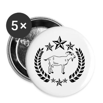 goat in laurel wreath transparent stars - Buttons large 2.2''/56 mm (5-pack) - white - Front