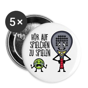 Freizeit Spieler Statement Padel Ball Schläger - Buttons groß 56 mm (5er Pack) - Weiß - Vorne