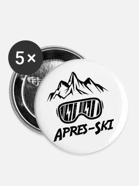 apres ski - Buttons groß 56 mm (5er Pack) - Weiß