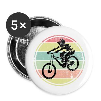 Downhill Mountainbike - Buttons groß 56 mm (5er Pack) - Weiß - Vorne