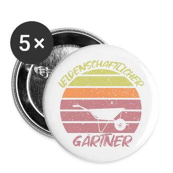 Gärtner Schubkarre im Sonnenuntergang - Buttons groß 56 mm (5er Pack) - Weiß - Vorne