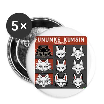 Kitsun Vaporwave Japanese Kami Vaporwave Kitsune - Buttons large 2.2''/56 mm (5-pack) - white - Front
