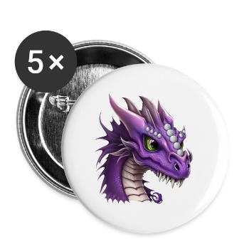 Dragon Fantaisiste Violet - Lot de 5 grands badges (56 mm) - blanc - Devant