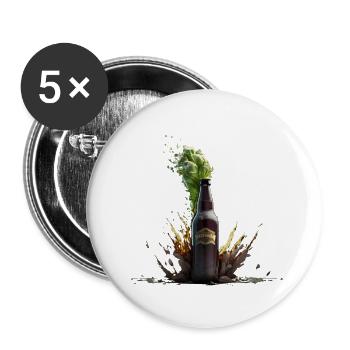 Hops explosion in the craft beer bottle - Buttons large 2.2''/56 mm (5-pack) - white - Front