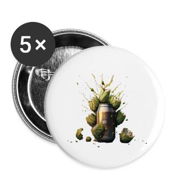 Craft Beer - Hops Explosion in the Beer Can - Buttons large 2.2''/56 mm (5-pack) - white - Front