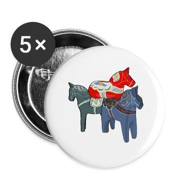 Dala Horses - Buttons large 2.2''/56 mm (5-pack) - white - Front