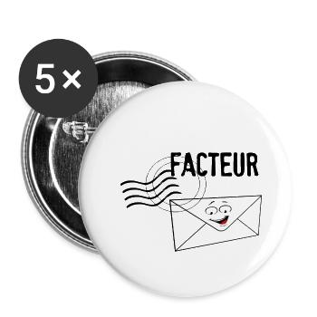 Facteur - Lot de 5 grands badges (56 mm) - blanc - Devant
