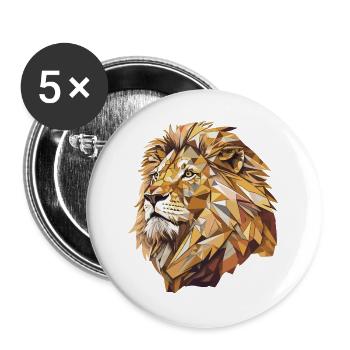 Stilisierter Löwe, geometrisch - Buttons groß 56 mm (5er Pack) - Weiß - Vorne