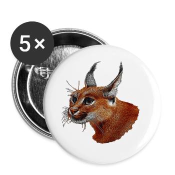 coole raubkatzen motive, karakal kopf - Buttons groß 56 mm (5er Pack) - Weiß - Vorne