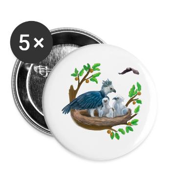 Harpy with small ones in the nest and eagle - Buttons large 2.2''/56 mm (5-pack) - white - Front