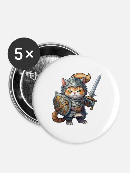 TAPFERE KATZE - Buttons groß 56 mm (5er Pack) - Weiß