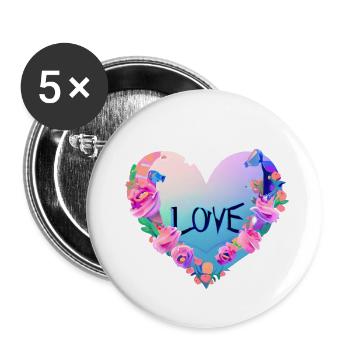 Fête des mères Mariage Fiançailles Love Saint-Valentin - Lot de 5 grands badges (56 mm) - blanc - Devant