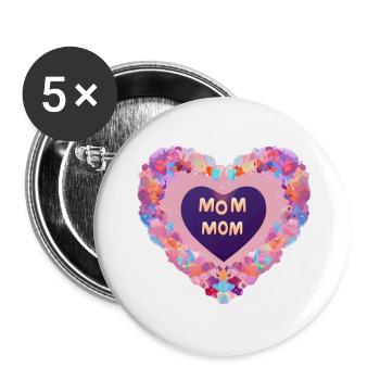 Maman Love Mami Cadeau de fête des mères Bébé maman Mère - Lot de 5 grands badges (56 mm) - blanc - Devant