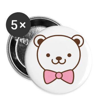 Niedlicher Teddybär Teddy Bär - Buttons groß 56 mm (5er Pack) - Weiß - Vorne