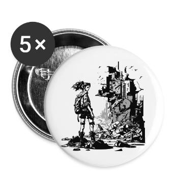 Dark sci-fi world with a single heroine - Buttons large 2.2''/56 mm (5-pack) - white - Front