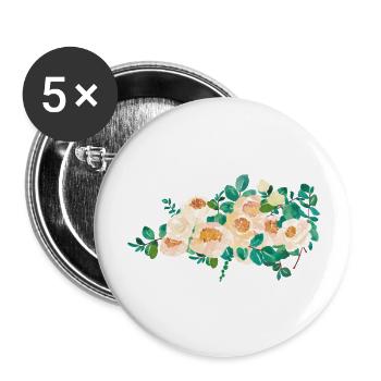 Aquarell Blumen - Buttons groß 56 mm (5er Pack) - Weiß - Vorne