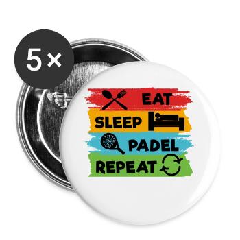 Freizeit Spieler Padel Statement Sport Padelspiel - Buttons groß 56 mm (5er Pack) - Weiß - Vorne