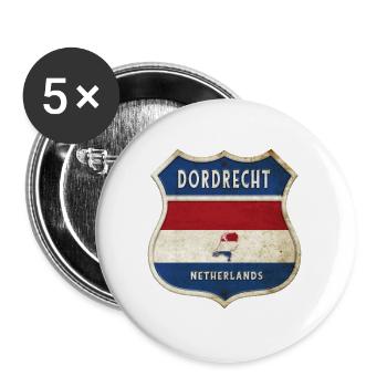 Design des armoiries de Dordrecht, Pays-Bas - Lot de 5 grands badges (56 mm) - blanc - Devant