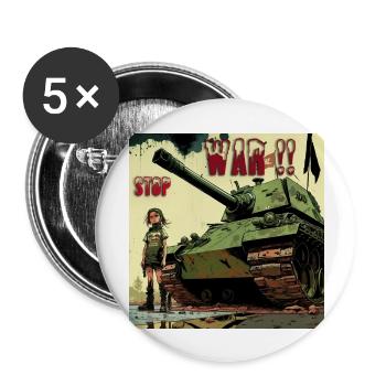 Stopt den Krieg - Buttons groß 56 mm (5er Pack) - Weiß - Vorne