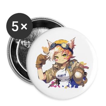 Ericko la femme chat - Lot de 5 grands badges (56 mm) - blanc - Devant