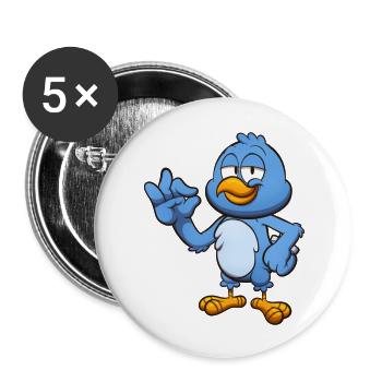 Perfect Blue Bird - Buttons large 2.2''/56 mm (5-pack) - white - Front