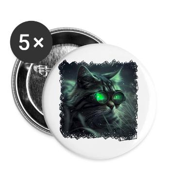 Katzen haben ein gutes Nachtsichtvermögen - Buttons groß 56 mm (5er Pack) - Weiß - Vorne