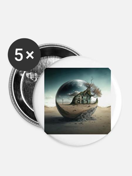 Landschaft der Welt n°3 - Buttons groß 56 mm (5er Pack) - Weiß