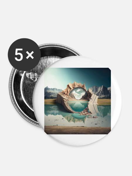 Landschaft der Welt n°5 - Buttons groß 56 mm (5er Pack) - Weiß