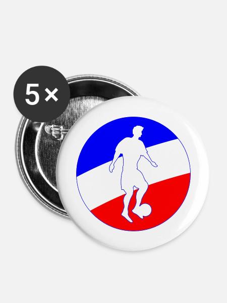 France Soccer - Buttons groß 56 mm (5er Pack) - Weiß